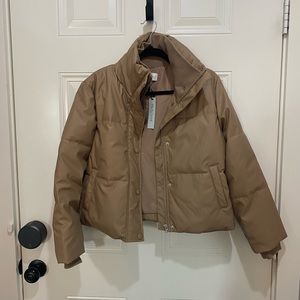 NWT Leather Puffer Jacket